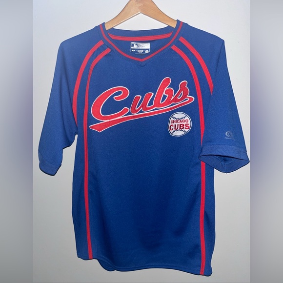 Embroidered Script Chicago Cubs True Fan Batting Practice Pullover  VNeck Jersey - Picture 1 of 8